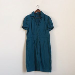 The Limited: shirt dress w/pockets - turquoise